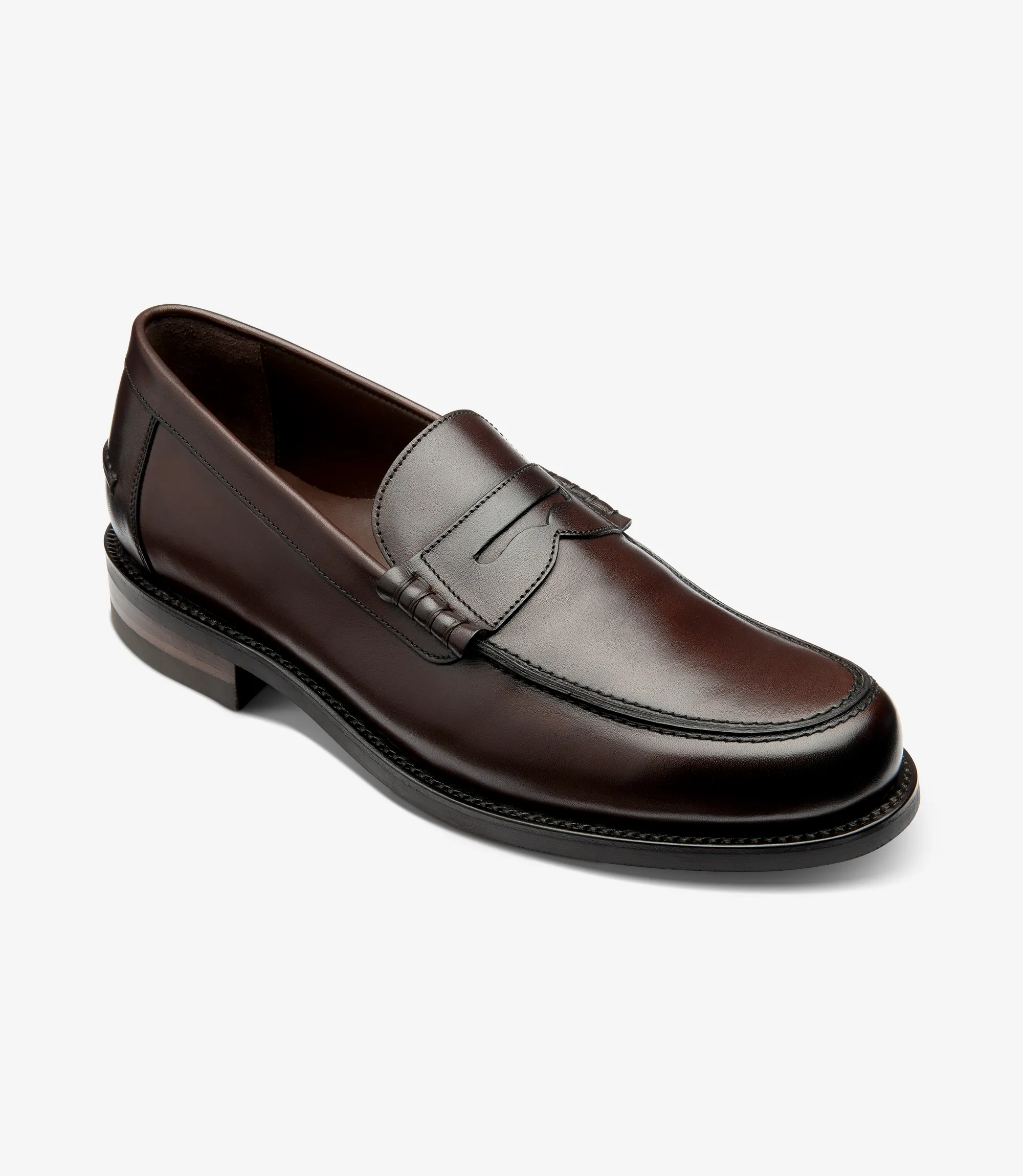 Men's Kingscliffe Dark Brown loafer shoes featuring rubber soles | Angle View Men's Kingscliffe Dark Brown loafer shoes featuring rubber soles | Angle View