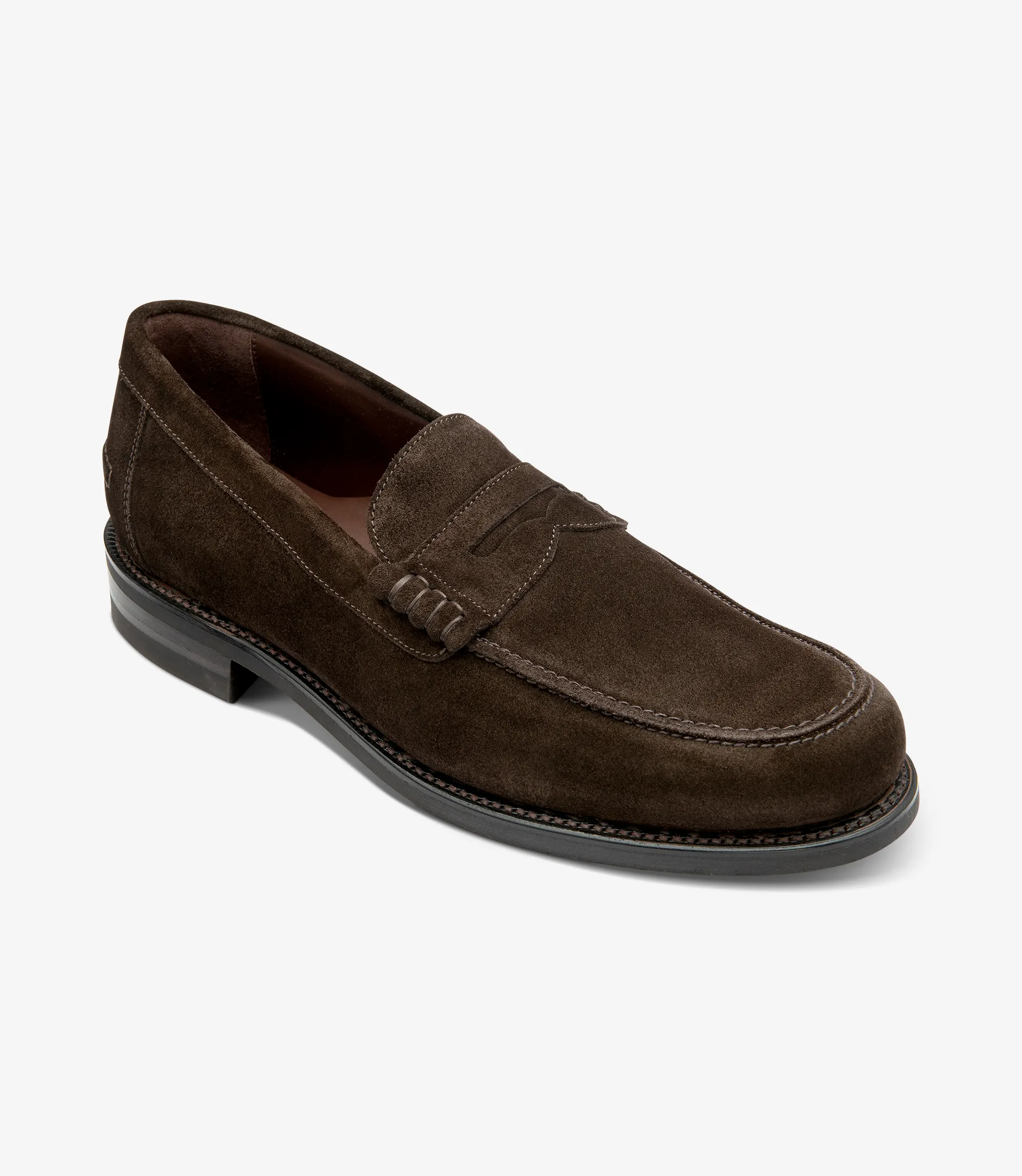 Men's Kingscliffe Dark Brown loafer shoes featuring rubber soles | Angle View Men's Kingscliffe Dark Brown loafer shoes featuring rubber soles | Angle View