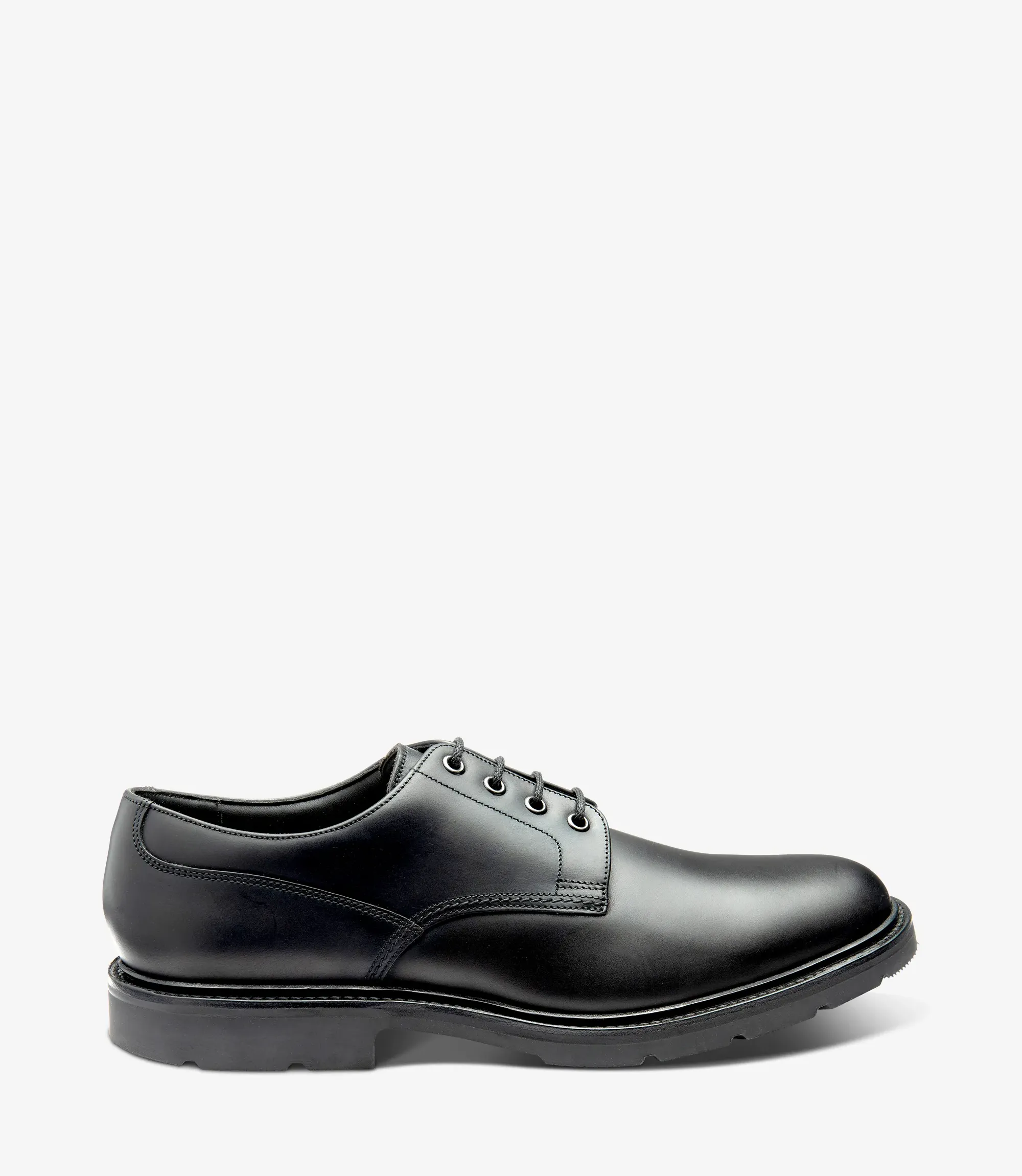Men's Ryde Black plain-tie shoes featuring rubber soles | Side View