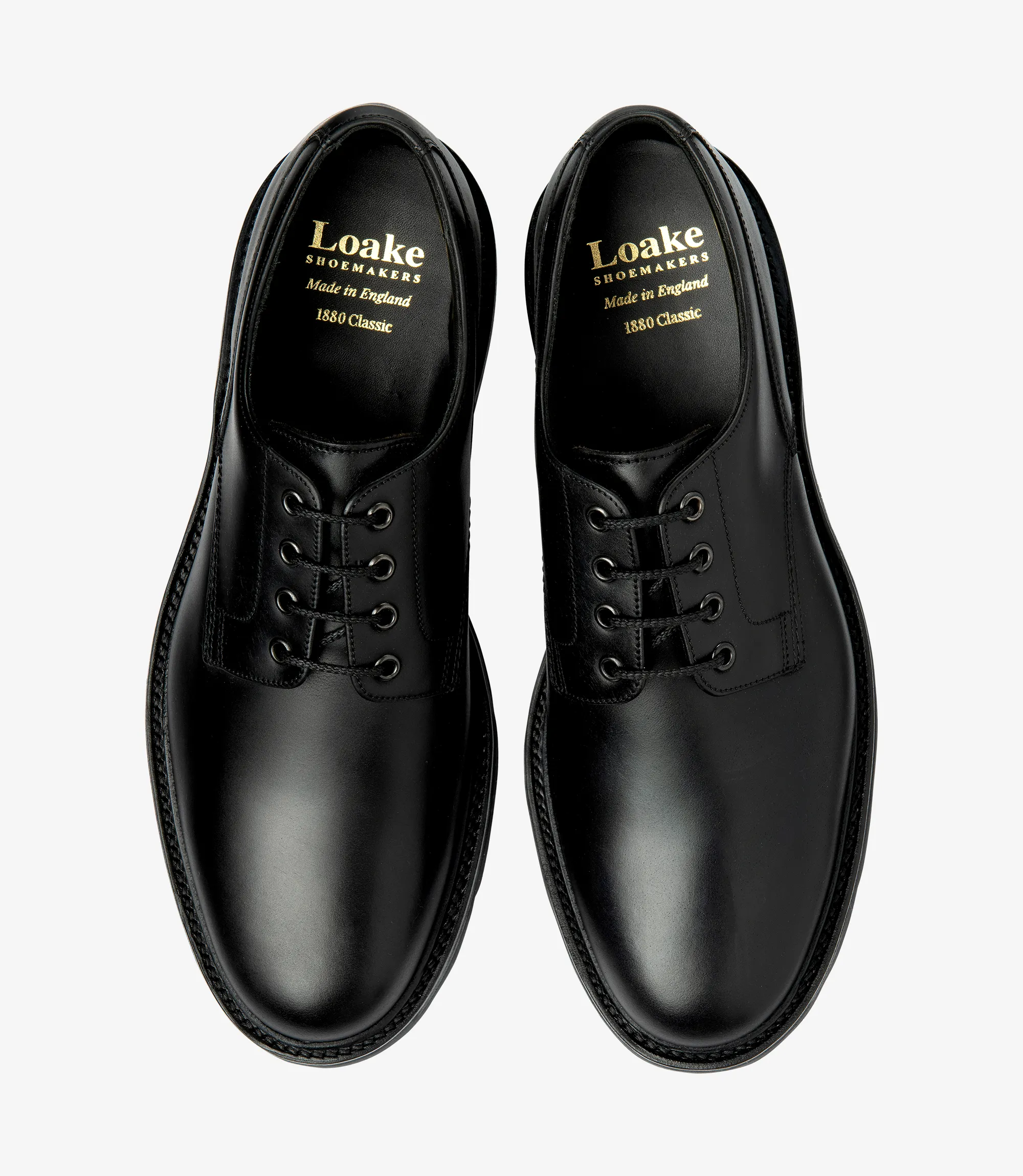 Men's Ryde Black plain-tie shoes featuring rubber soles | Top View