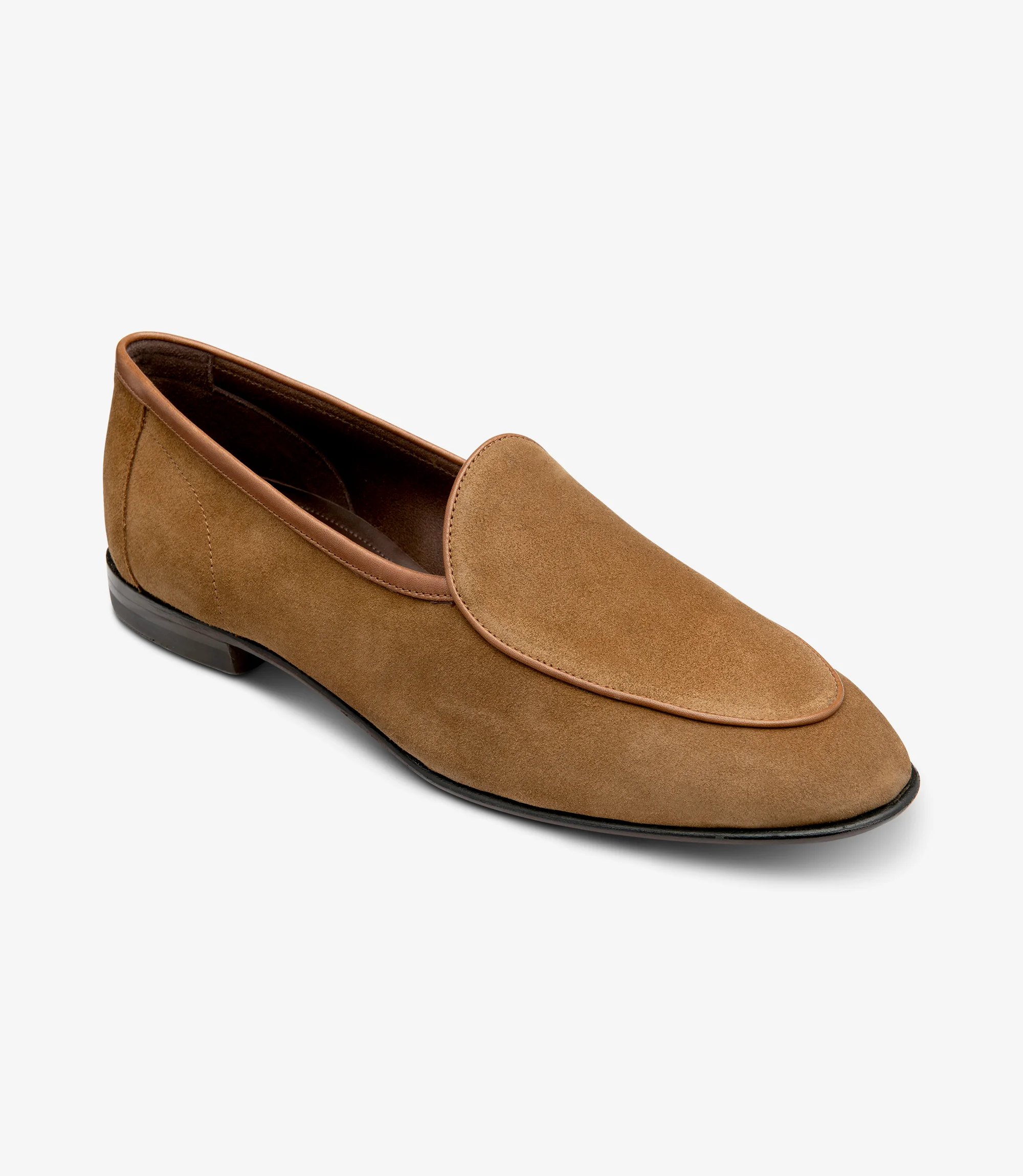 Men's Belgrave Chestnut Brown loafer shoes featuring leather-rubber soles | Angle View