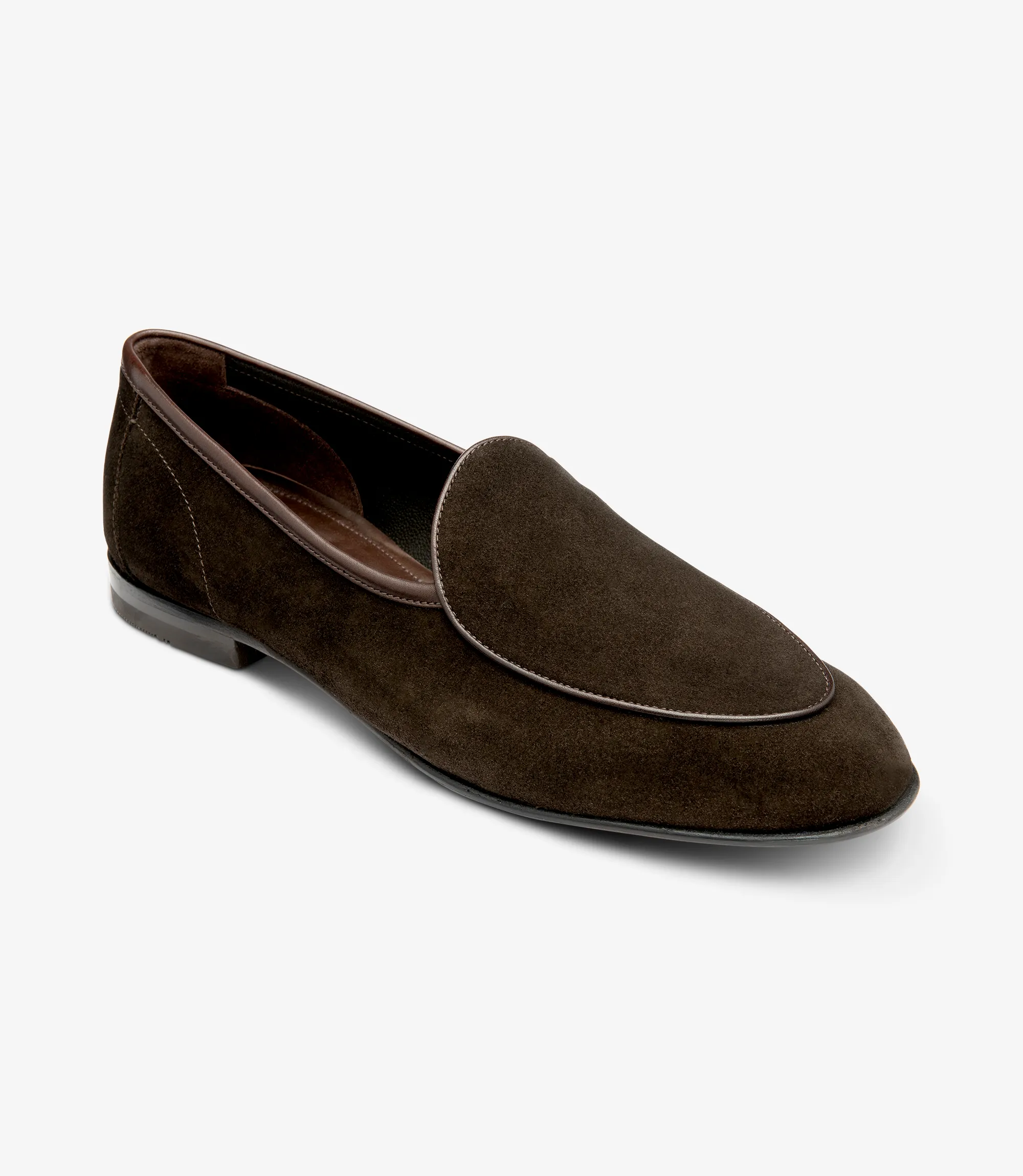 Men's Belgrave Dark Brown loafer shoes featuring leather-rubber soles | Angle View