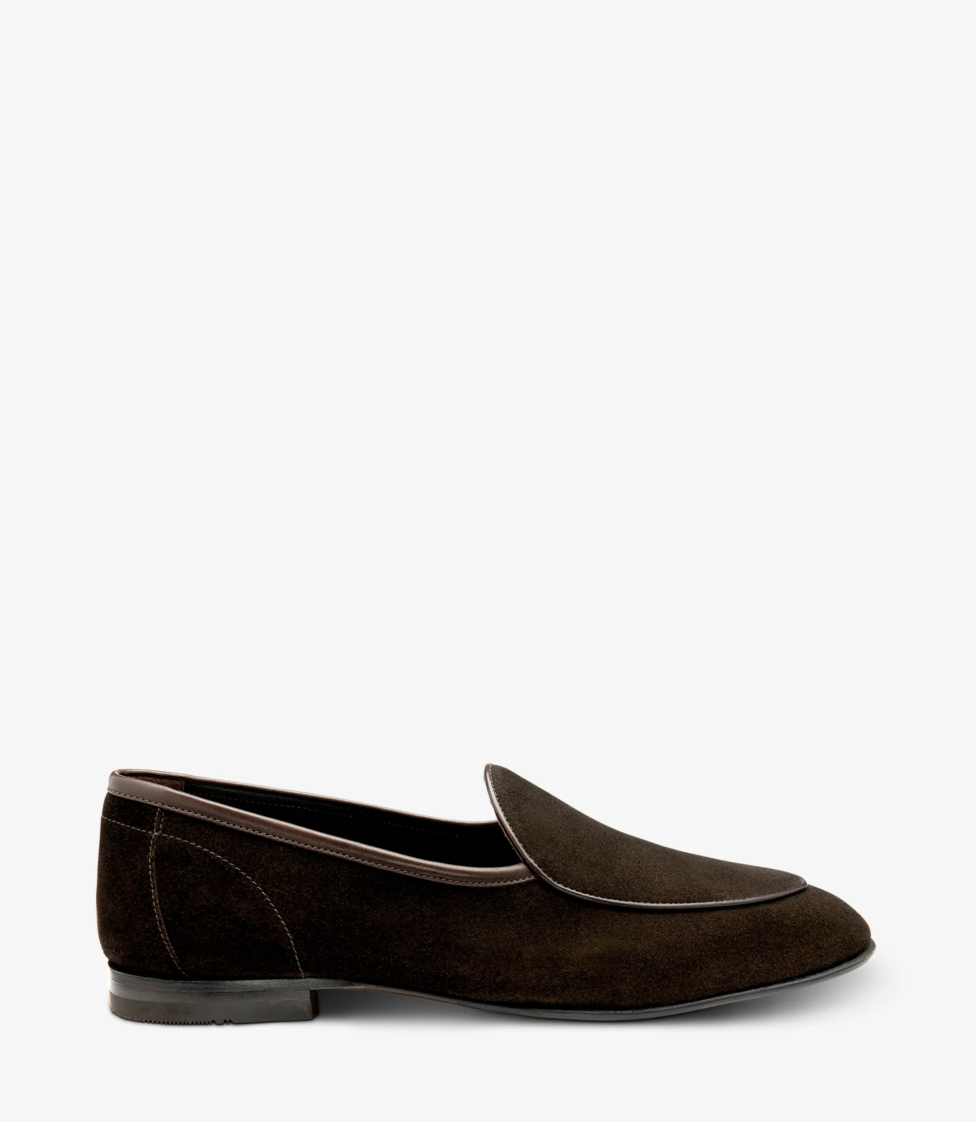 Men's Belgrave Dark Brown loafer shoes featuring leather-rubber soles | Side View