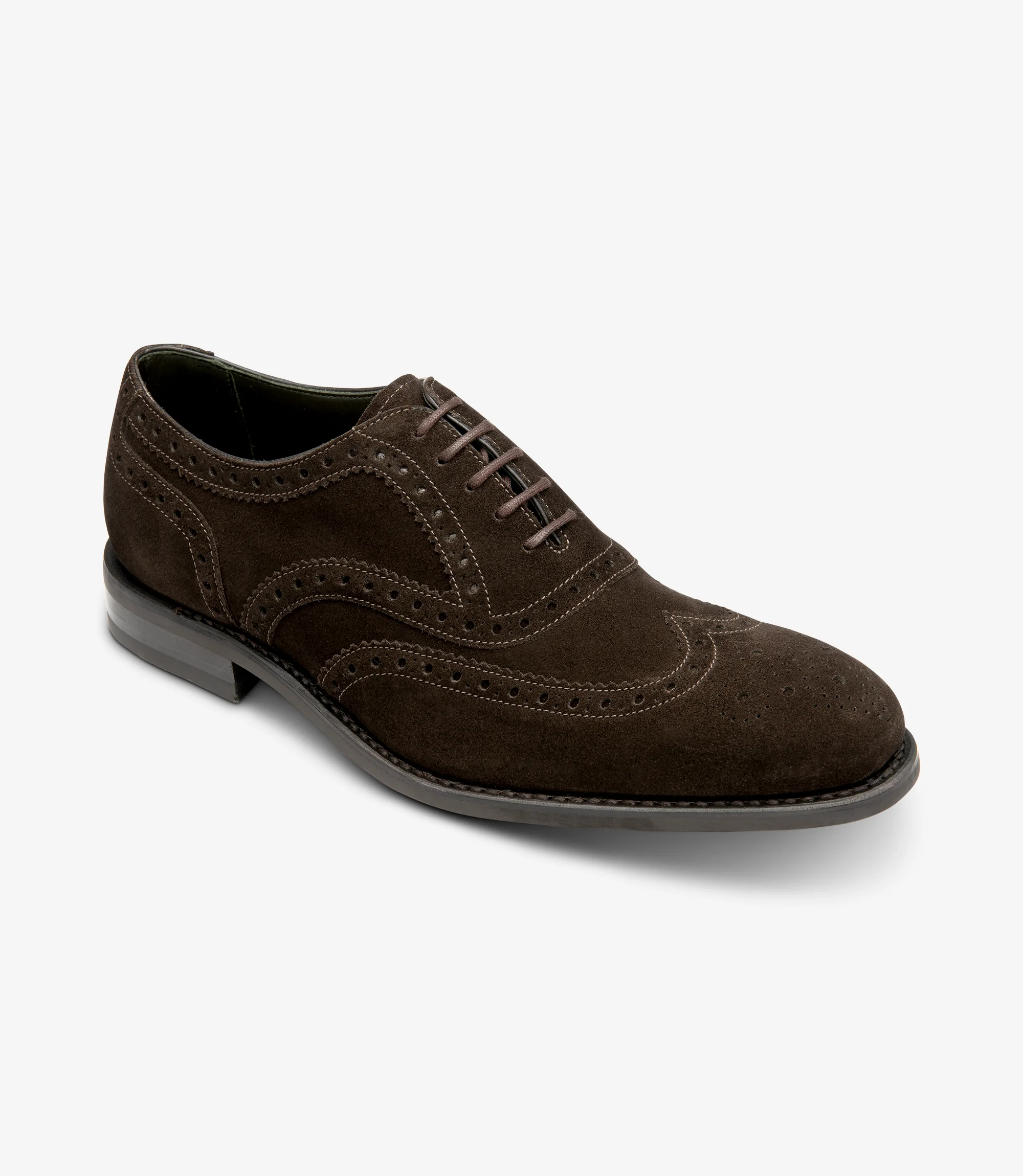 Men's Kerridge Dark Brown brogue shoes featuring rubber soles | Angle View