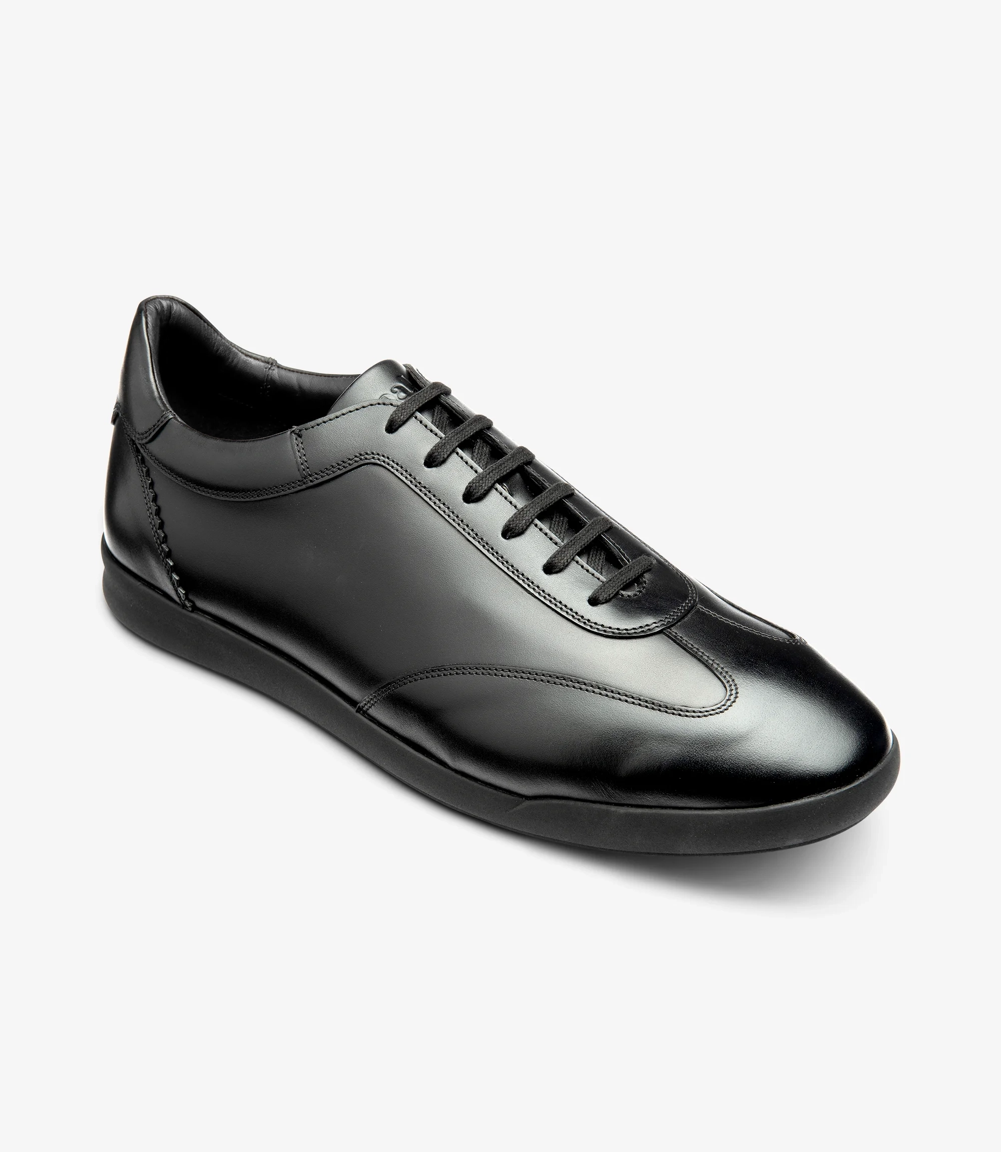 Men's Mayfair Black trainer shoes featuring rubber soles | Angle View