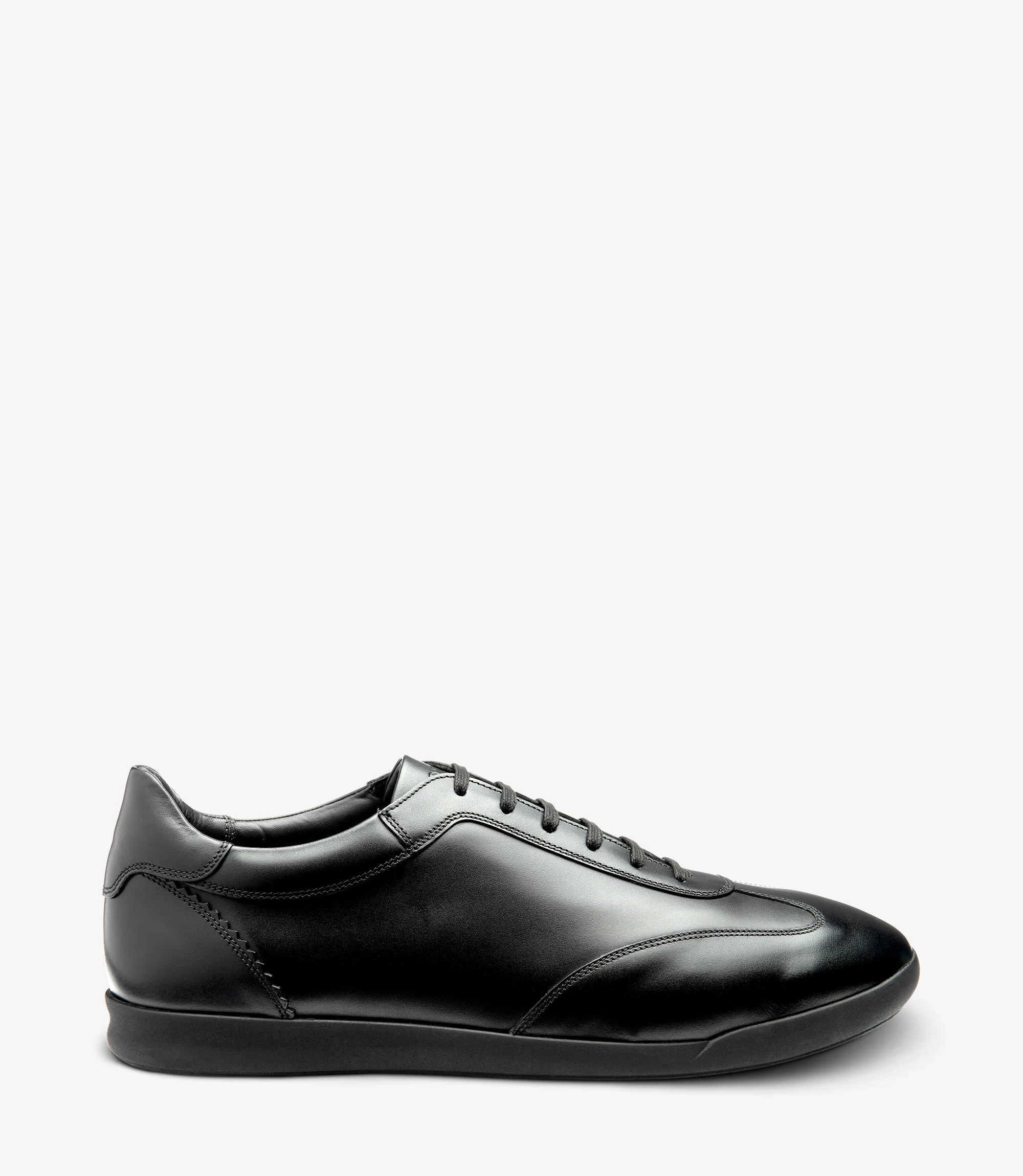 Men's Mayfair Black trainer shoes featuring rubber soles | Side View