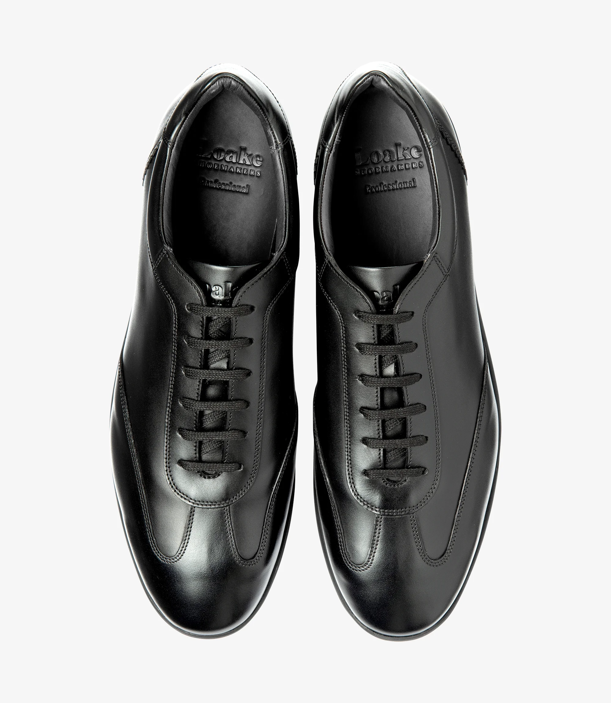 Men's Mayfair Black trainer shoes featuring rubber soles | Top View