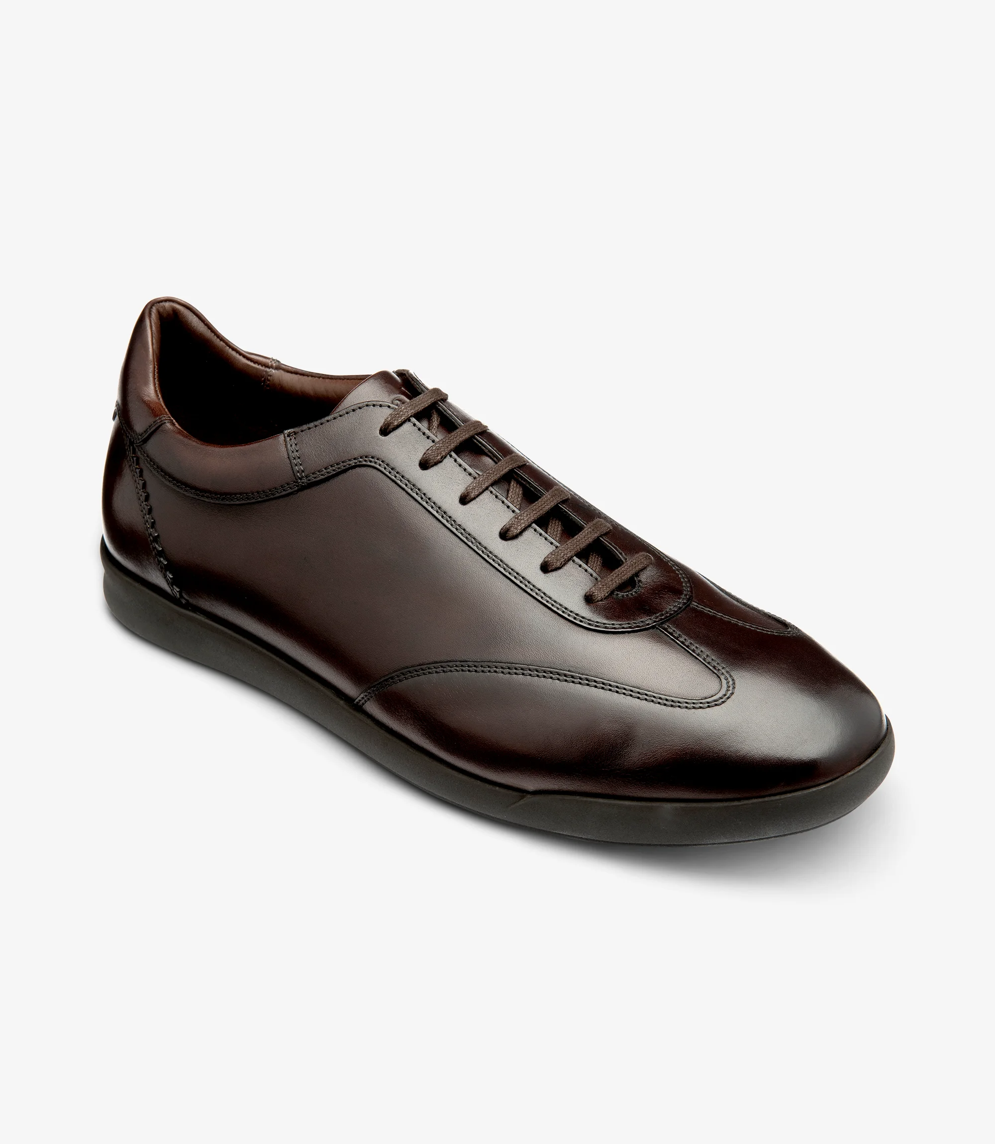 Men's Mayfair Dark Brown trainer shoes featuring rubber soles | Angle View