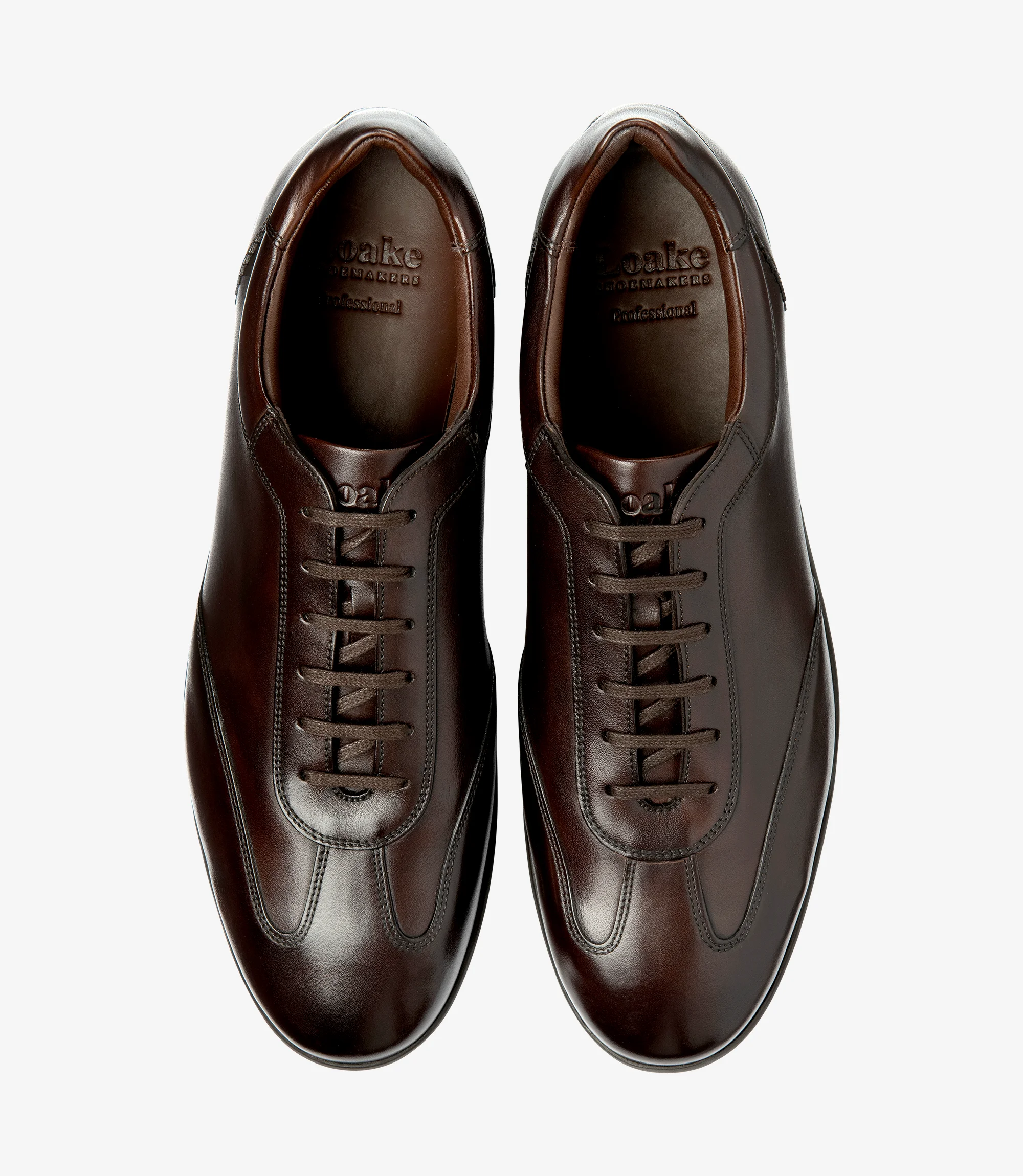 Men's Mayfair Dark Brown trainer shoes featuring rubber soles | Top View