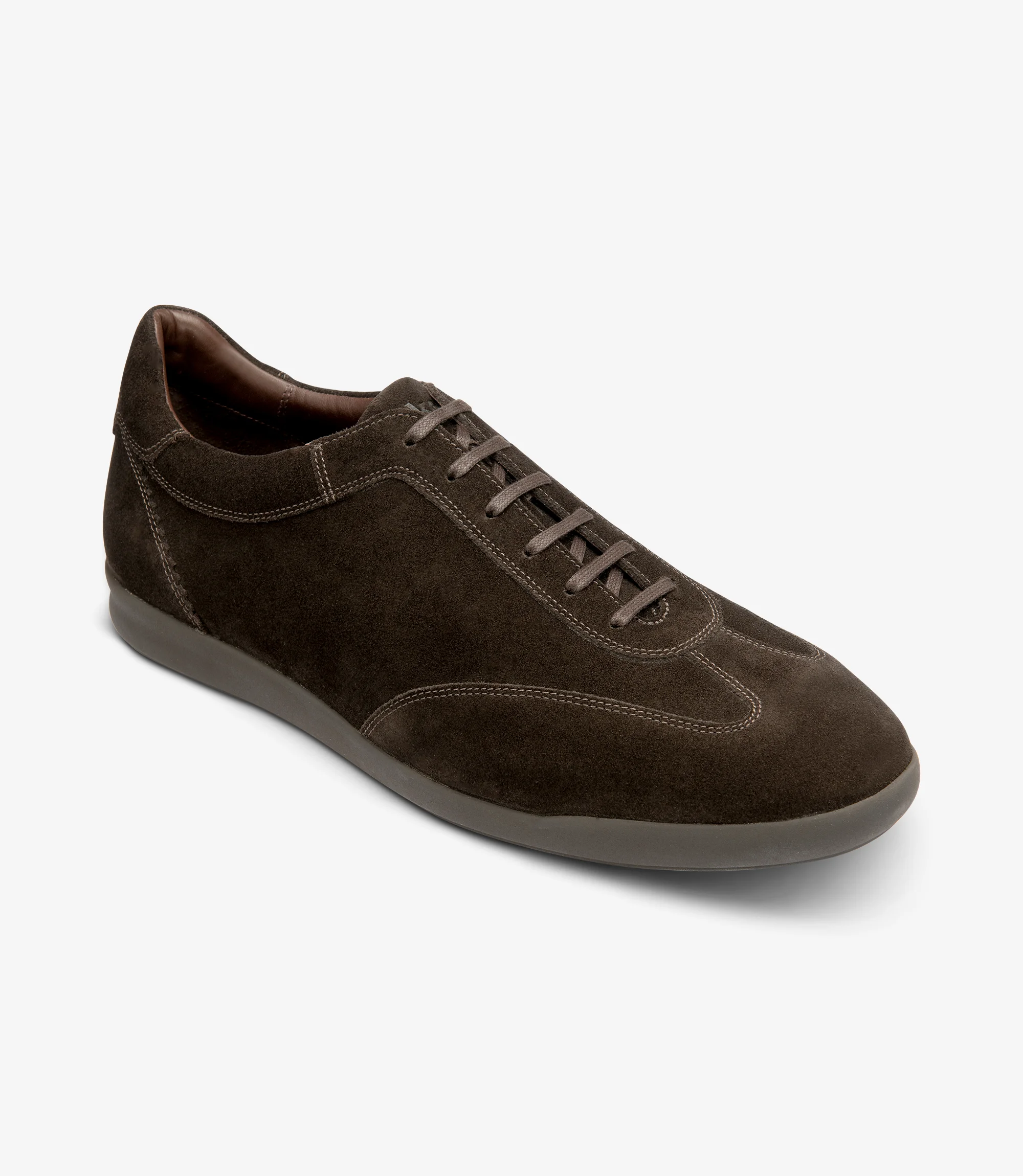 Men's Mayfair Dark Brown trainer shoes featuring rubber soles | Angle View