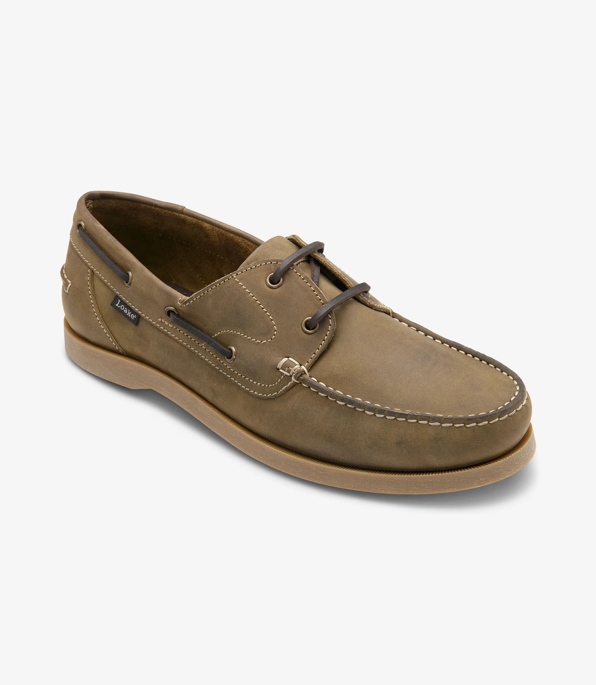 Men's Padstow Brown boat-shoe shoes featuring rubber soles | Angle View Men's Padstow Brown boat-shoe shoes featuring rubber soles | Angle View