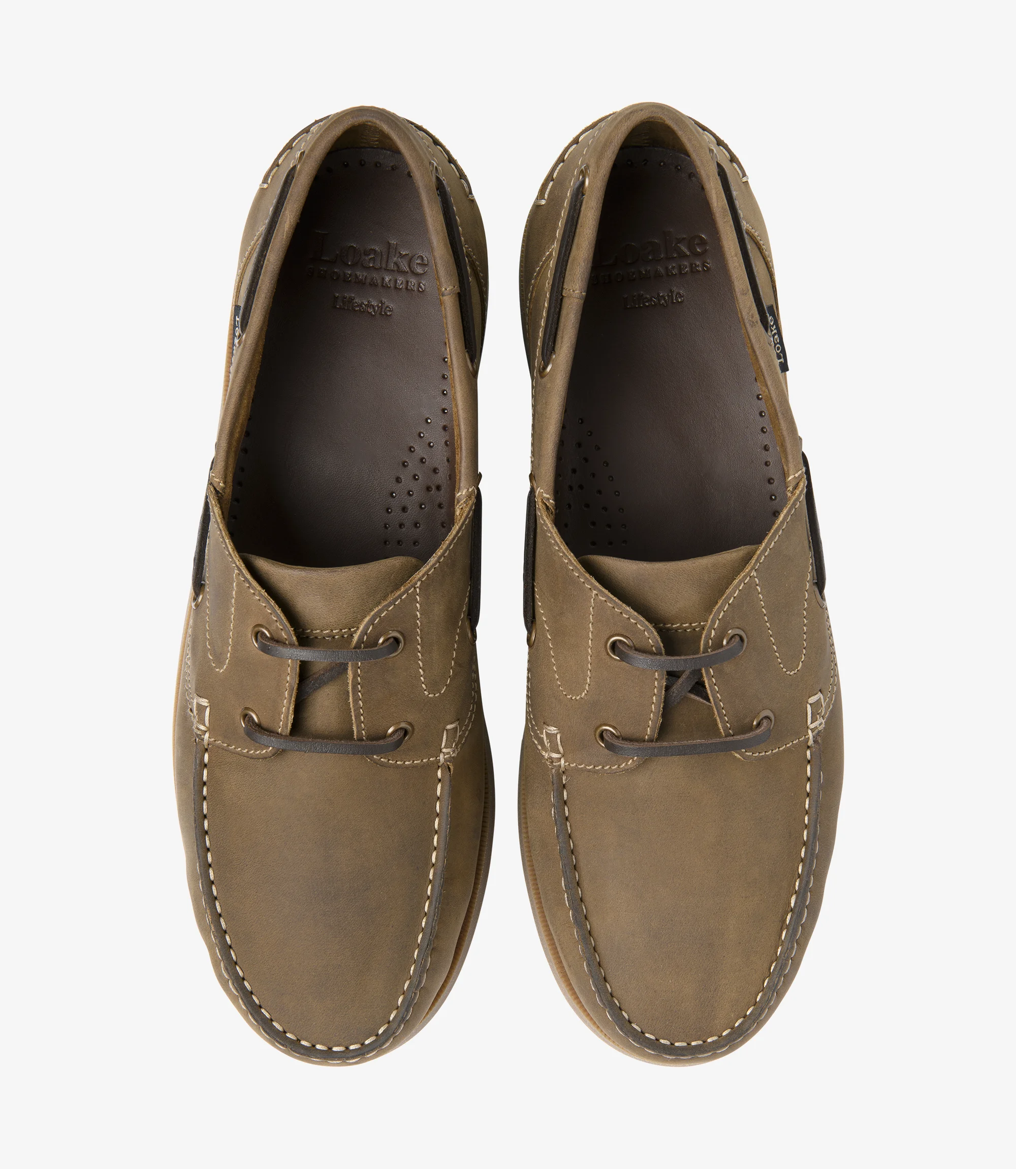 Men's Padstow Brown boat-shoe shoes featuring rubber soles | Top View Men's Padstow Brown boat-shoe shoes featuring rubber soles | Top View