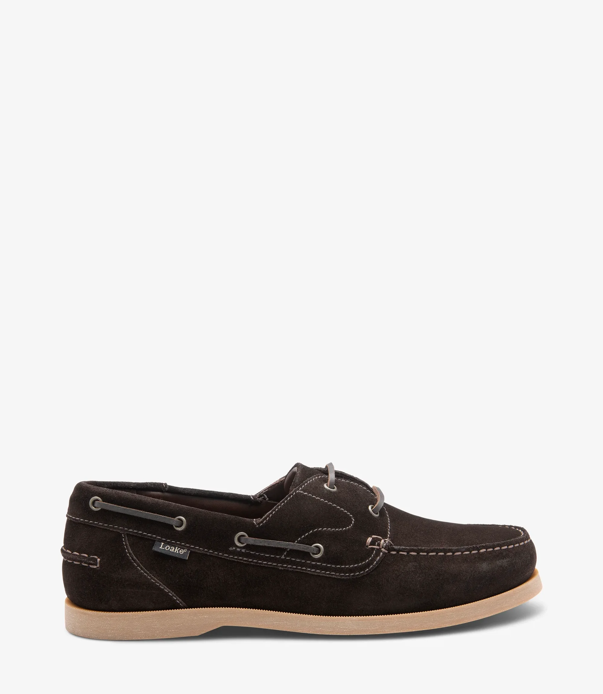 Men's Padstow Dark Brown boat-shoe shoes featuring rubber soles | Side View Men's Padstow Dark Brown boat-shoe shoes featuring rubber soles | Side View