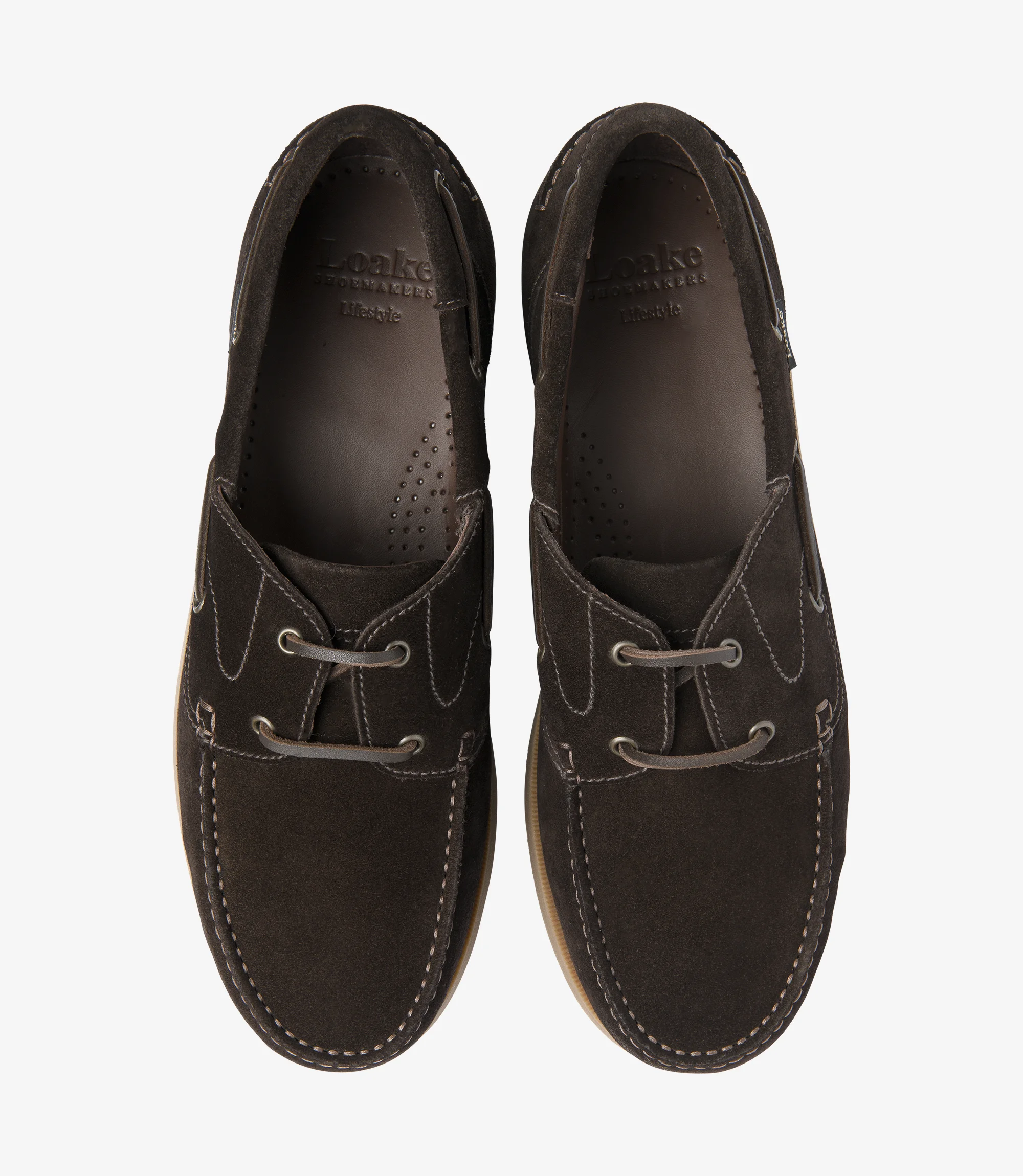 Men's Padstow Dark Brown boat-shoe shoes featuring rubber soles | Top View Men's Padstow Dark Brown boat-shoe shoes featuring rubber soles | Top View