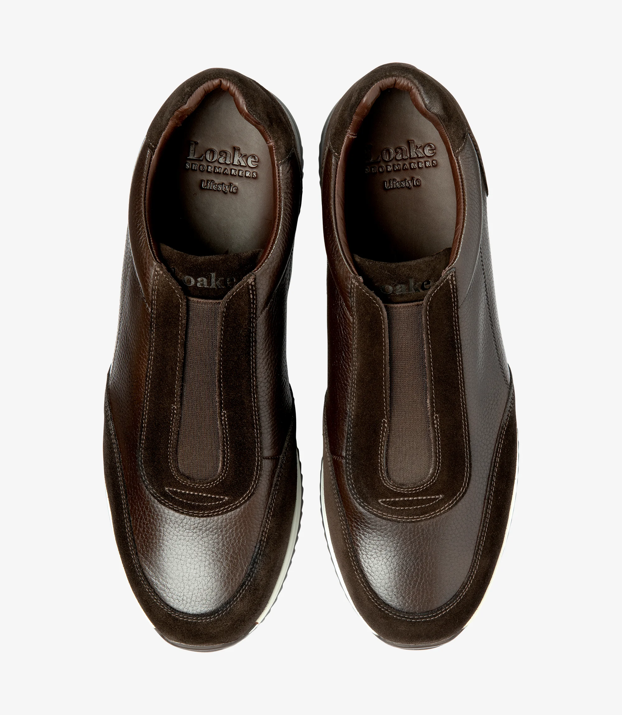 Men's Ballantyne Dark Brown Grain trainer shoes featuring rubber soles | Top View