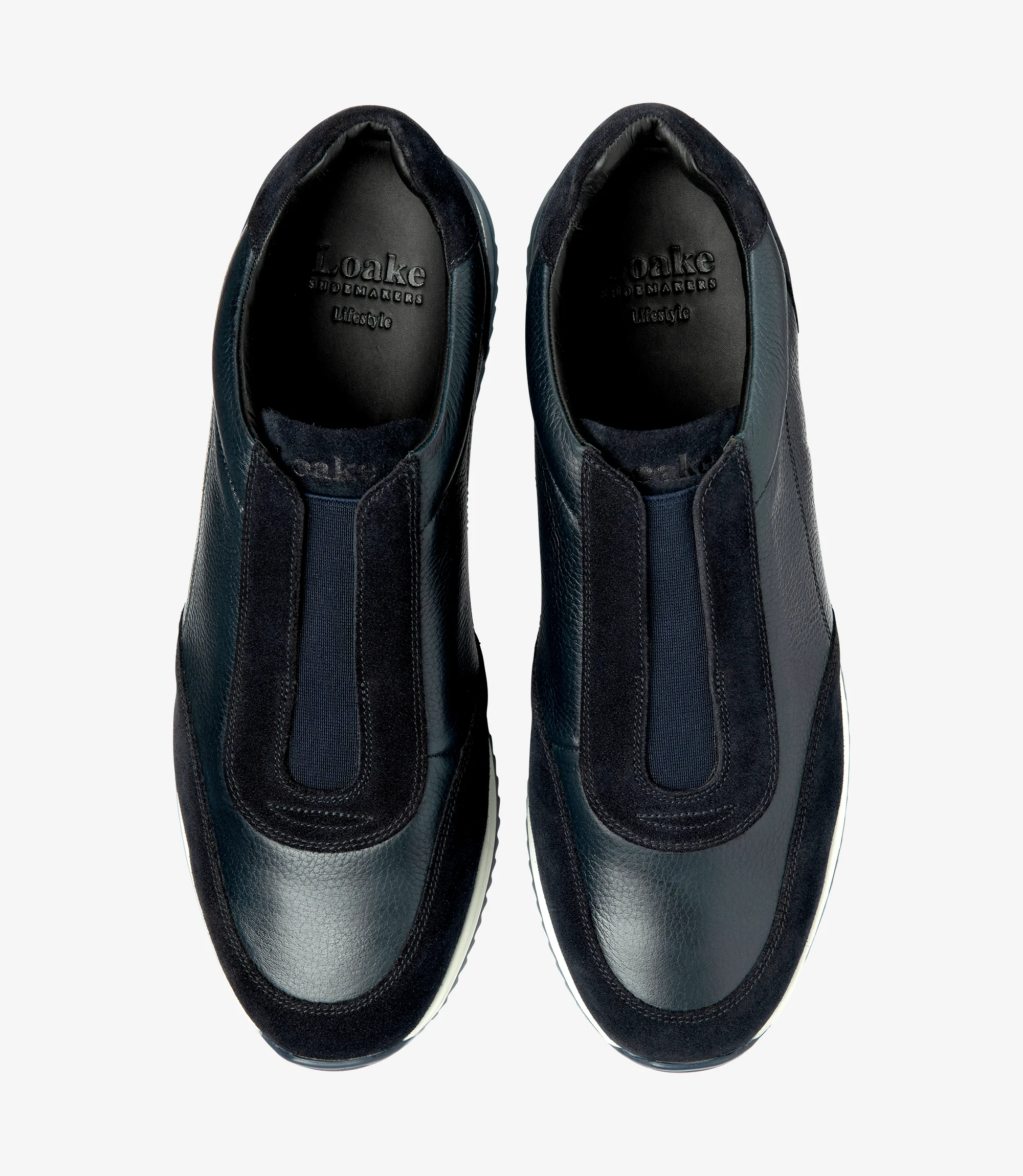 Men's Ballantyne Navy Grain trainer shoes featuring rubber soles | Top View