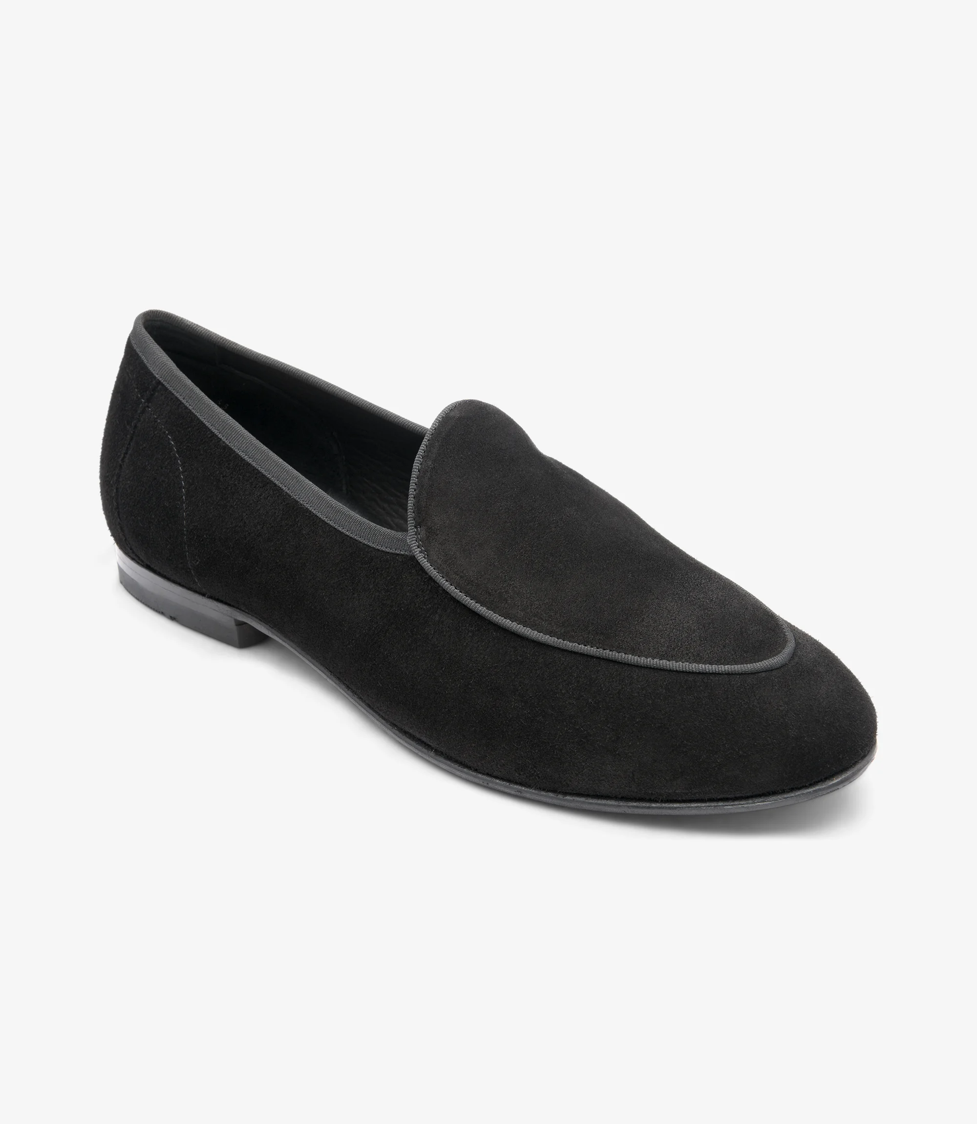 Men's Belgrave Black loafer shoes featuring leather-rubber soles | Angle View