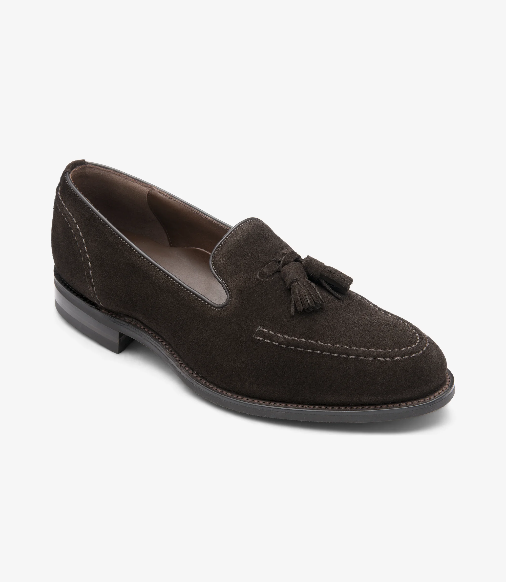 Men's Brunel Dark Brown loafer shoes featuring rubber soles | Angle View