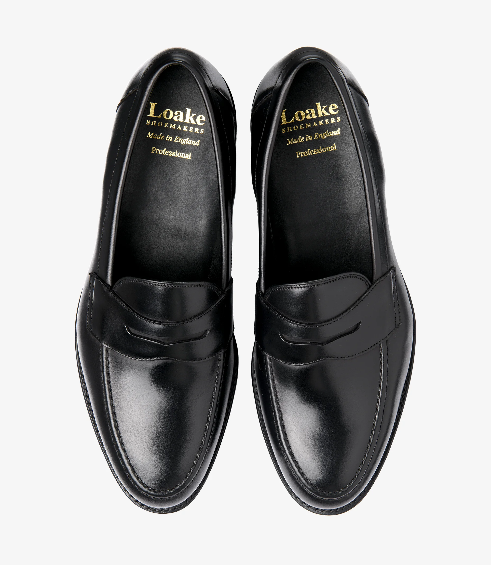 Men's Imperial Black loafer shoes featuring rubber soles | Top View
