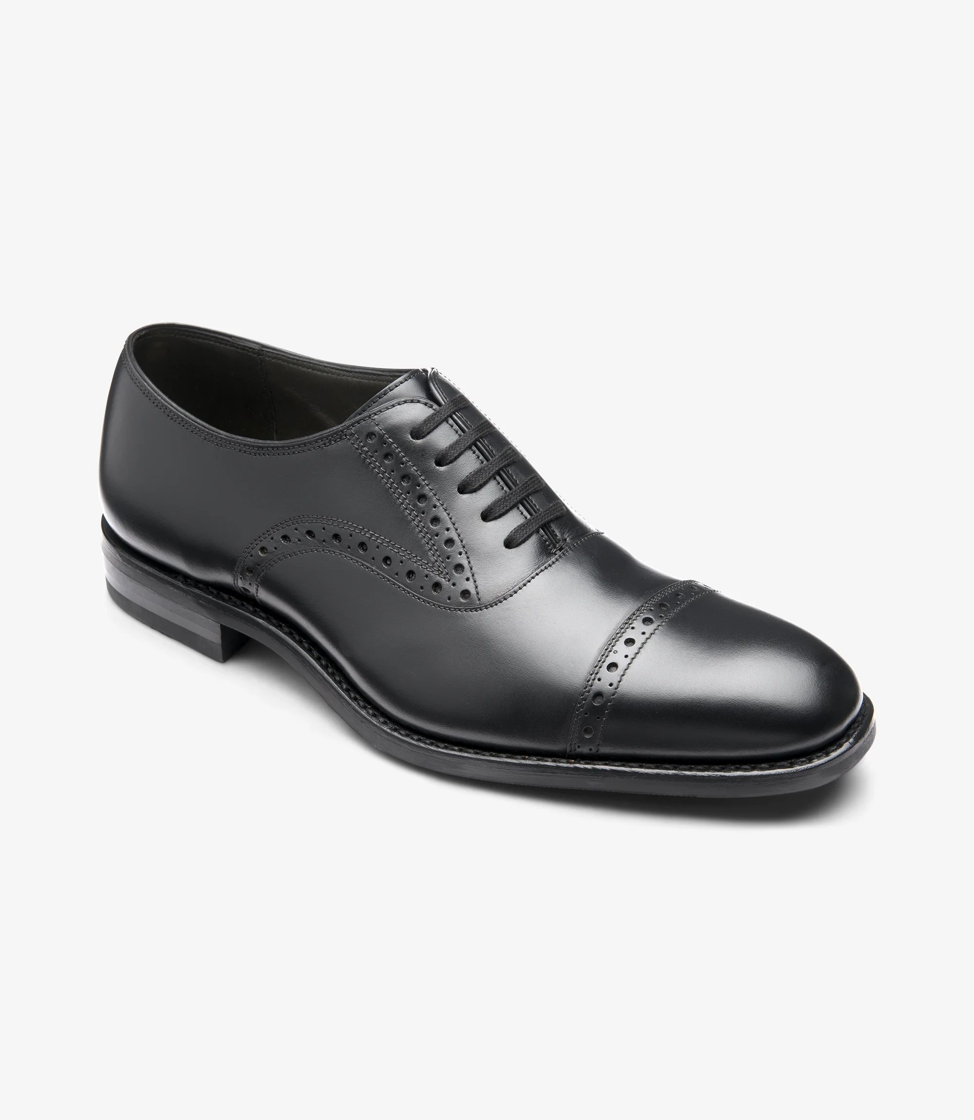Men's Keller Black semi-brogue shoes featuring rubber soles | Angle View Men's Keller Black semi-brogue shoes featuring rubber soles | Angle View