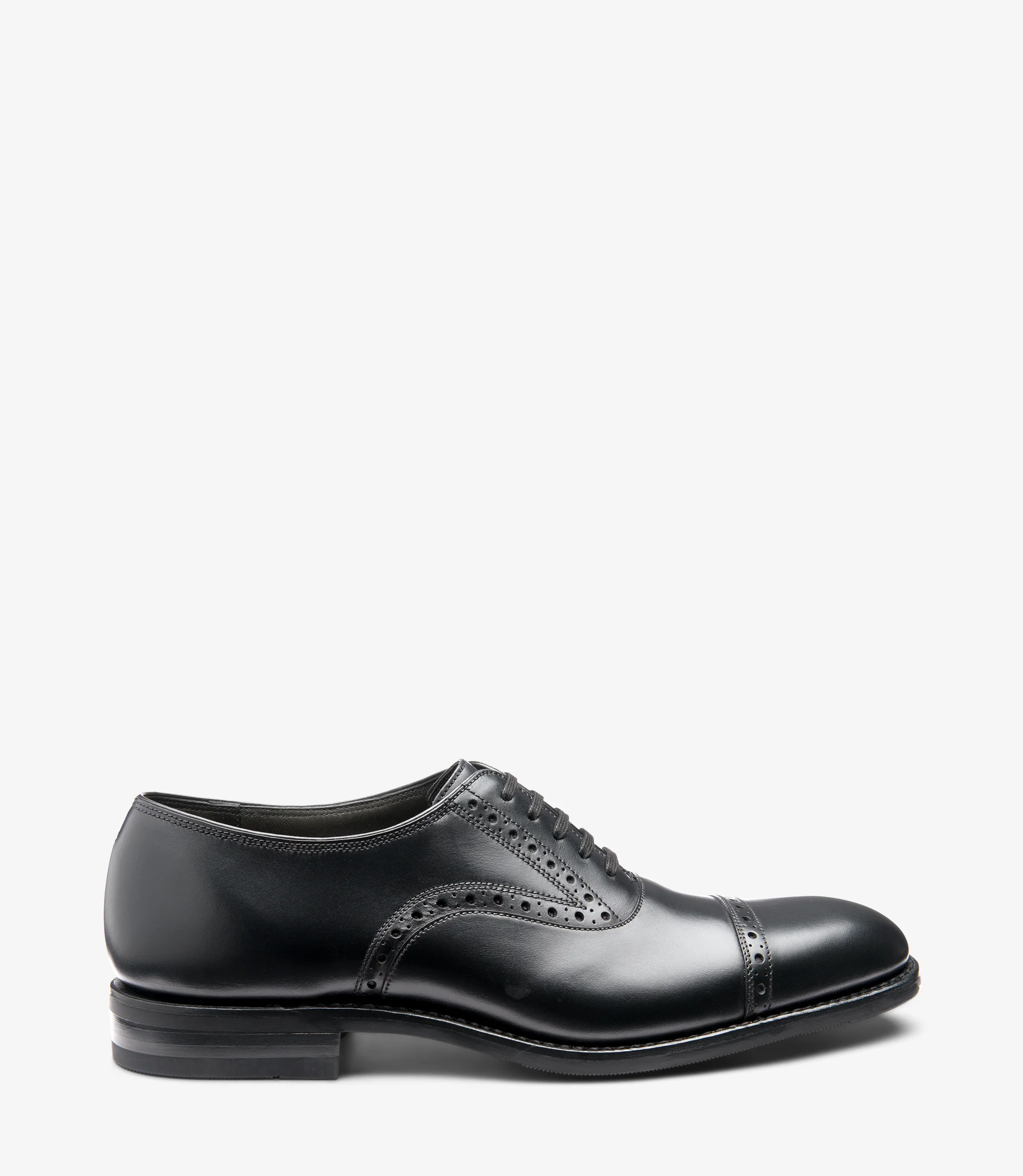 Men's Keller Black semi-brogue shoes featuring rubber soles | Side View Men's Keller Black semi-brogue shoes featuring rubber soles | Side View