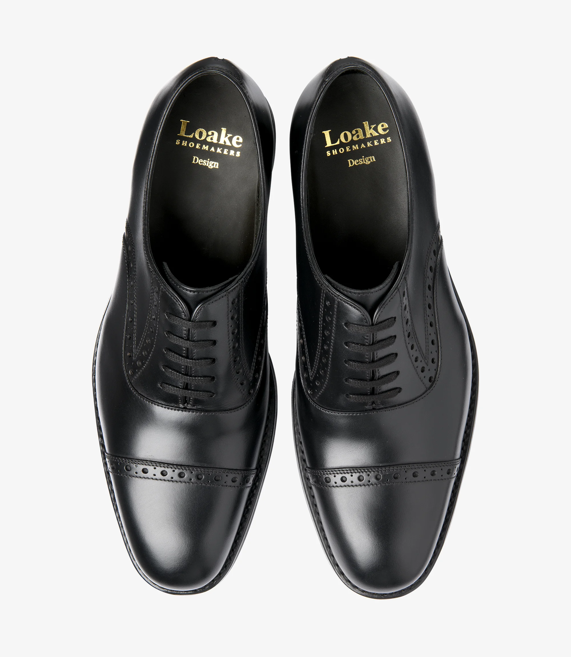 Men's Keller Black semi-brogue shoes featuring rubber soles | Top View Men's Keller Black semi-brogue shoes featuring rubber soles | Top View