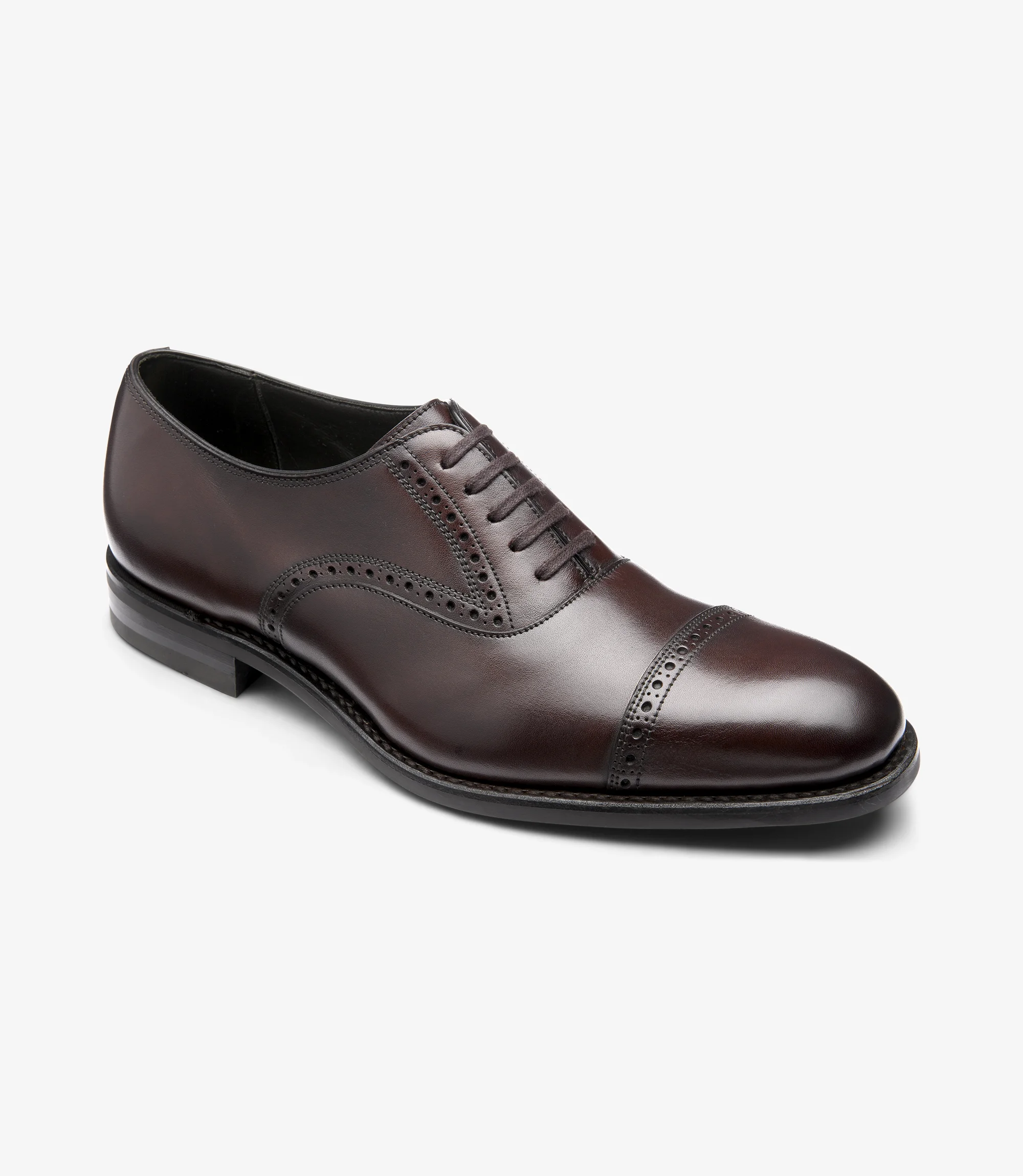 Men's Keller Dark Brown semi-brogue shoes featuring rubber soles | Angle View