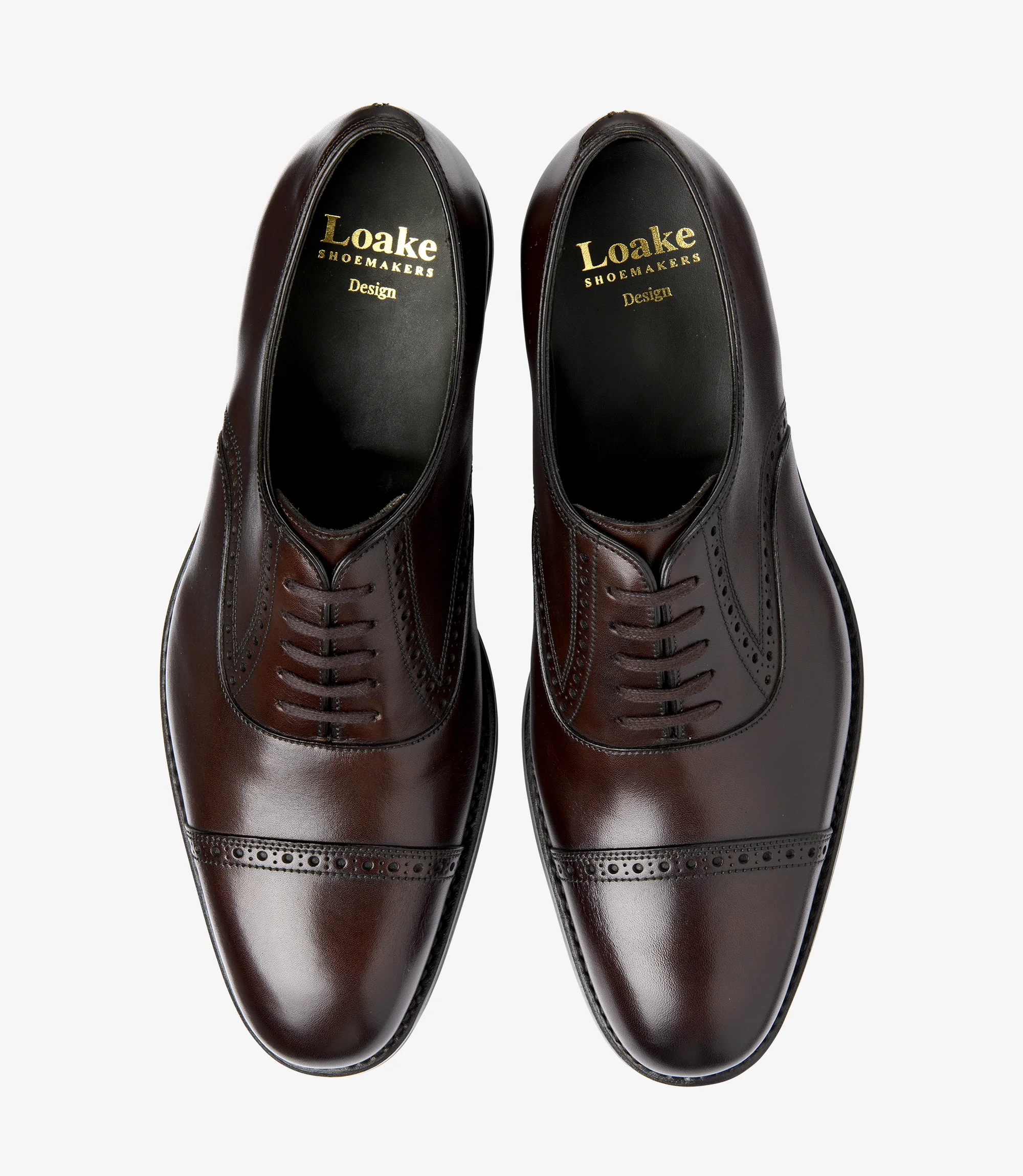 Men's Keller Dark Brown semi-brogue shoes featuring rubber soles | Top View